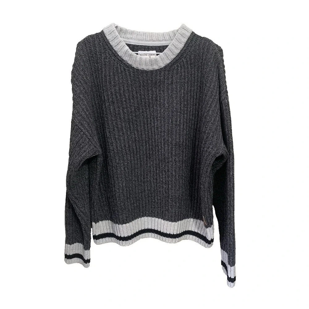 Genuine Roots Cabin Pullover Knit Sweater Women's L Grey Soft Warm Cozy - Picture 2 of 16
